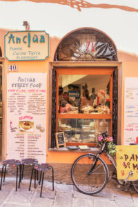 Food street shop, Portovenere, La Spezia district, Liguria, Italy Food street shop, Portovenere, La Spezia district, Liguria, Italy